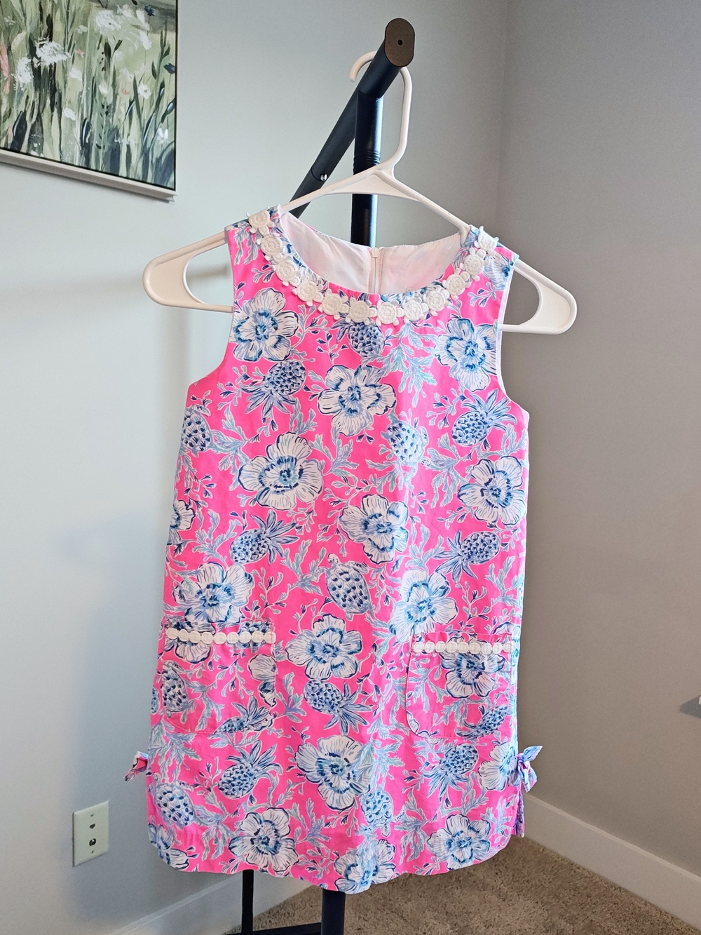 Lilly Pulitzer Pink Floral Sleeveless Dress with Blue Accents